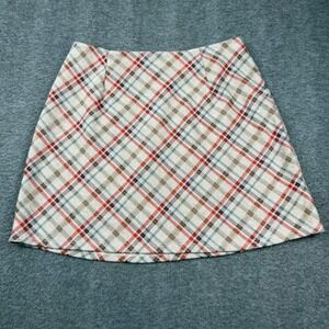 Originality Plaid Mini‎ Skirt Womens L Cream Orange Blue A-Line G1094L137JD